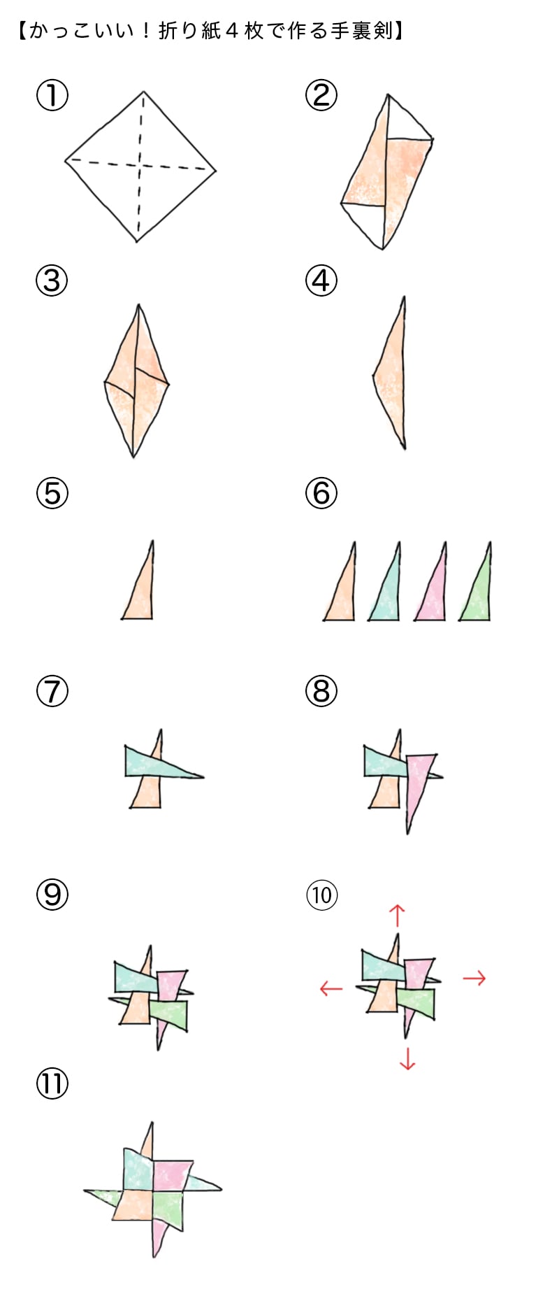 シモジマ オンライン 男の子におすすめ 折り紙で作る手裏剣の折り方 包装用品 店舗用品の通販サイト