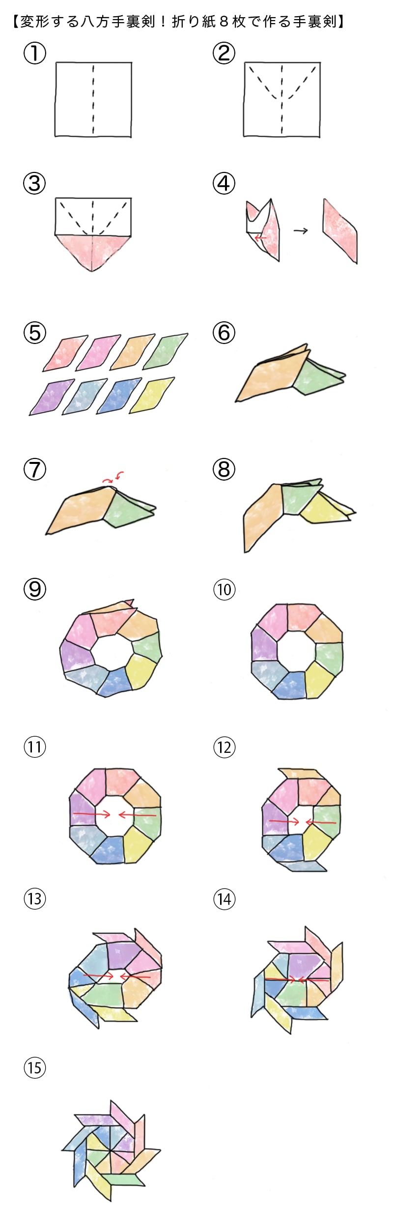 シモジマ オンライン 男の子におすすめ 折り紙で作る手裏剣の折り方