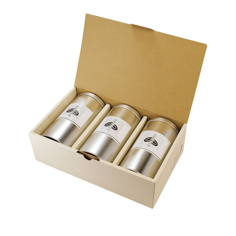 【直送品】 ヤマニパッケージ パームヤシックスギフト箱 防湿リング缶200g×3本用 COT－12　25枚/束（ご注文単位4束）