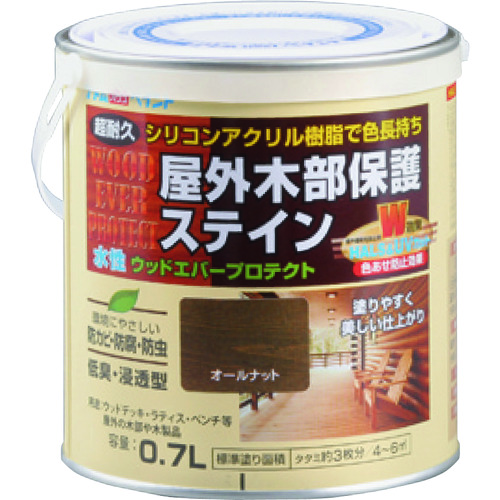 トラスコ中山 アトムペイント 水性ウッドエバープロテクト 0.7L オールナット（ご注文単位1缶）【直送品】