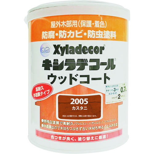 トラスコ中山 KANSAI 水性XDウッドコートS カスタニ 0.7L（ご注文単位1缶）【直送品】