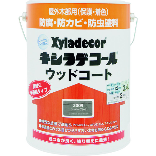 トラスコ中山 KANSAI 水性XDウッドコートS シルバグレイ3.4L（ご注文単位1缶）【直送品】