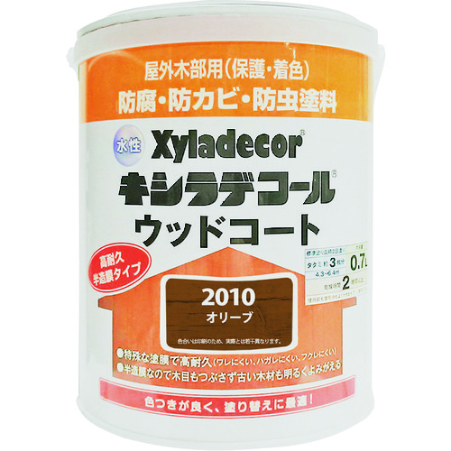 トラスコ中山 KANSAI 水性XDウッドコートS オリーブ 0.7L（ご注文単位1缶）【直送品】