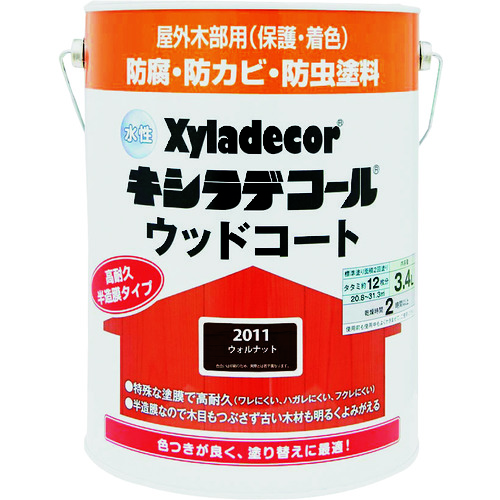 トラスコ中山 KANSAI 水性XDウッドコートS ウォルナット3.4L（ご注文単位1缶）【直送品】