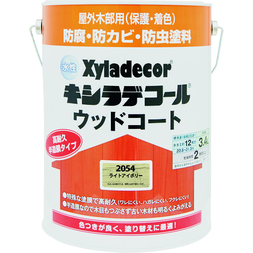 トラスコ中山 KANSAI 水性XDウッドコートS ライトアイボリー 3.4L（ご注文単位1缶）【直送品】