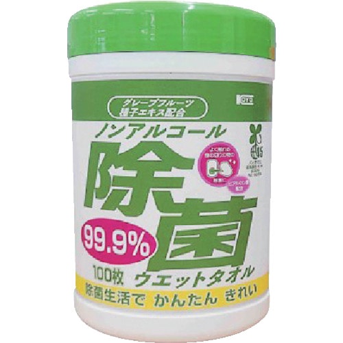 トラスコ中山 コーヨーカセイ ノンアルコール除菌ウエットタオル ボトル100枚（ご注文単位1個）【直送品】