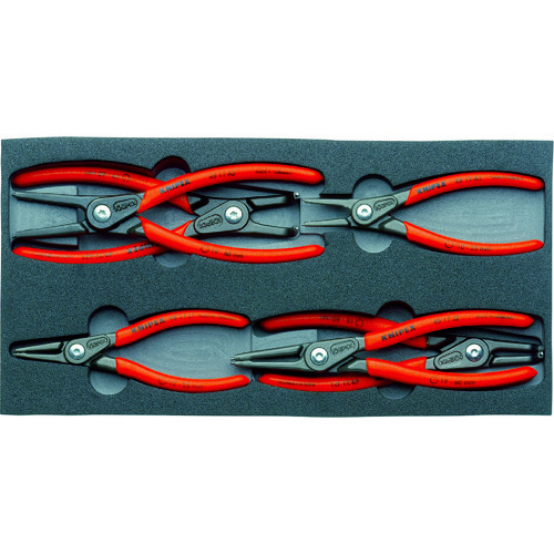 トラスコ中山 KNIPEX 002001V02 スナップリングプライヤーセット ウレタントレイ（ご注文単位1セット）【直送品】