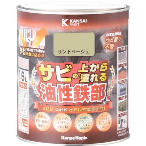 トラスコ中山 KANSAI 油性鉄部用S サンドベージュ 1.6L（ご注文単位1個）【直送品】