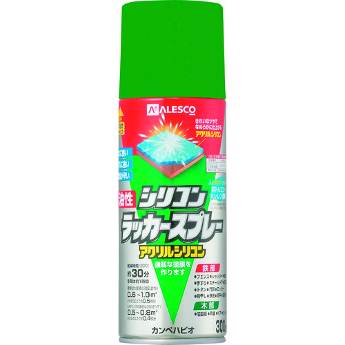 トラスコ中山 KANSAI 油性シリコンラッカースプレー グリーン 300ml（ご注文単位1本）【直送品】