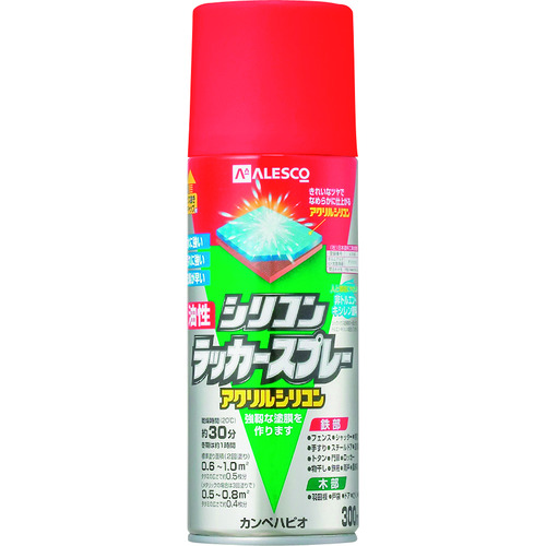 トラスコ中山 KANSAI 油性シリコンラッカースプレー レッド 300ml（ご注文単位1本）【直送品】