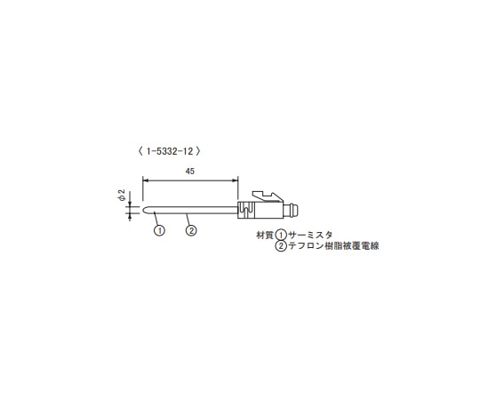 ティアンドデイ 温度センサ フッ素樹脂被覆ショートセンサ Φ2.2mm　TR-5101 1セット（ご注文単位1セット）【直送品】