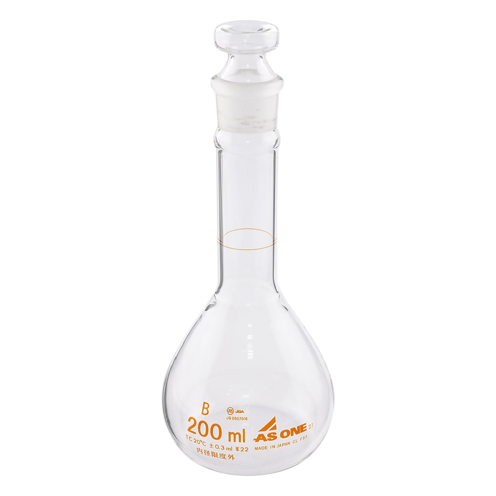 アズワン 短型メスフラスコ　白　200mL　　　　 1個（ご注文単位1個）【直送品】