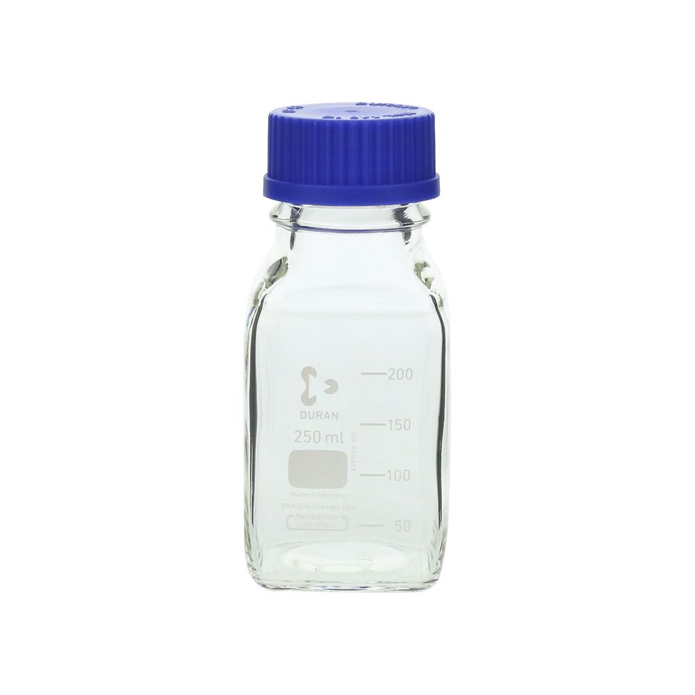 DWK Life Sciences ねじ口瓶角型 デュラン（R） 青キャップ付 250mL　017230-250A 1本（ご注文単位1本）【直送品】