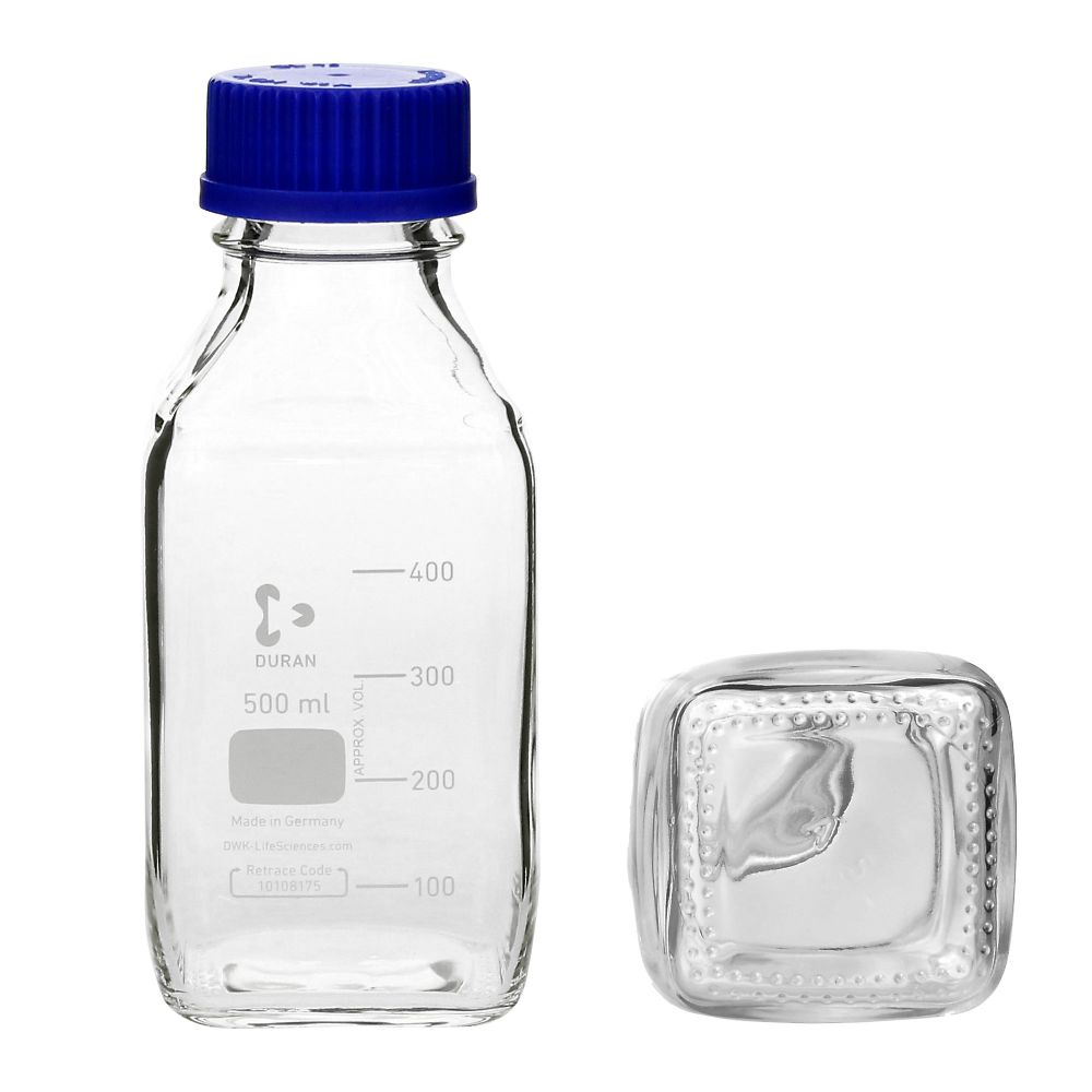 DWK Life Sciences ねじ口瓶角型 デュラン（R） 青キャップ付 500mL　017230-500A 1本（ご注文単位1本）【直送品】