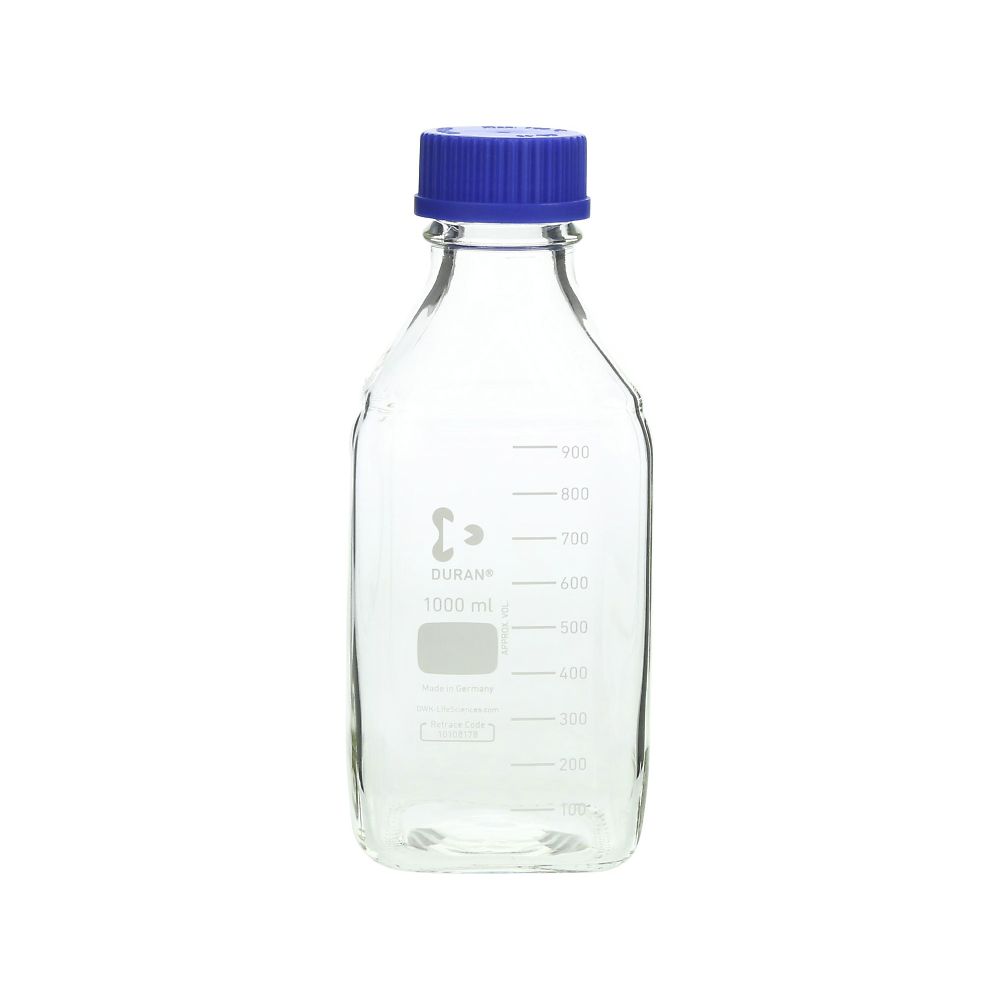 DWK Life Sciences ねじ口瓶角型 デュラン（R） 青キャップ付 1000mL　017230-1000A 1本（ご注文単位1本）【直送品】