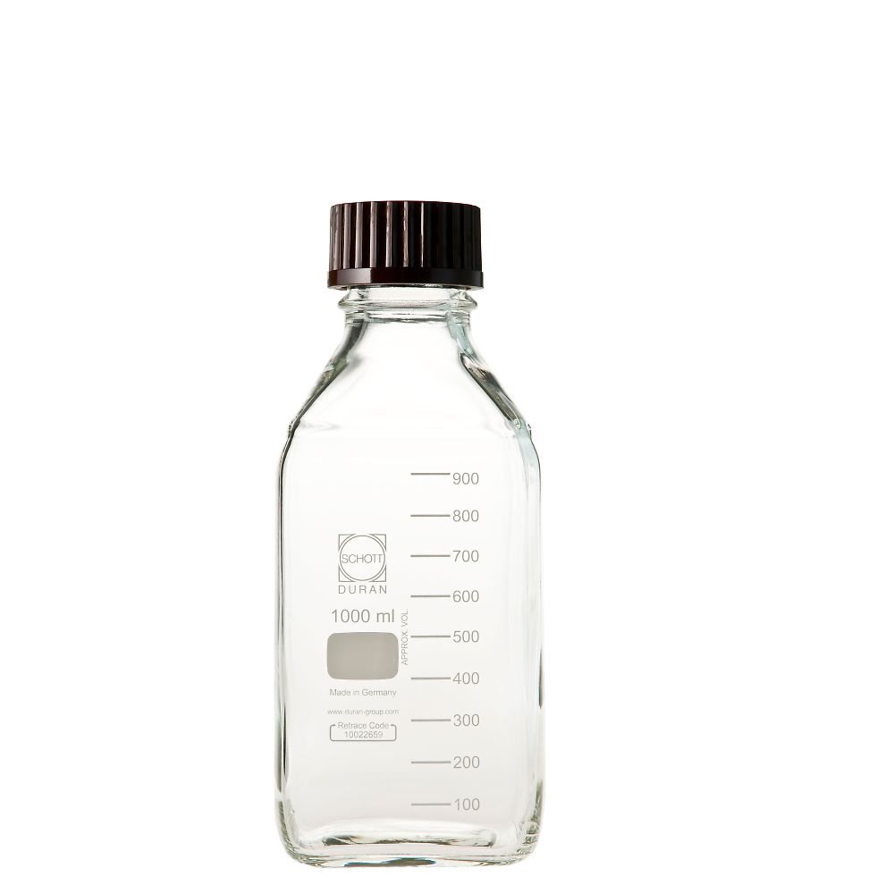 DWK Life Sciences ねじ口瓶角型 デュラン（R） 赤キャップ付 1000mL　017230-10001A 1本（ご注文単位1本）【直送品】