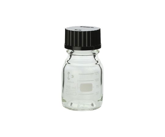 DWK Life Sciences ねじ口瓶丸型（デュラン（R）） 黒キャップ付 150mL　 1本（ご注文単位1本）【直送品】