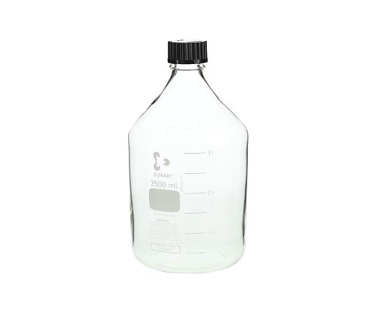 DWK Life Sciences ねじ口瓶丸型（デュラン（R）） 黒キャップ付 3500mL　 1本（ご注文単位1本）【直送品】