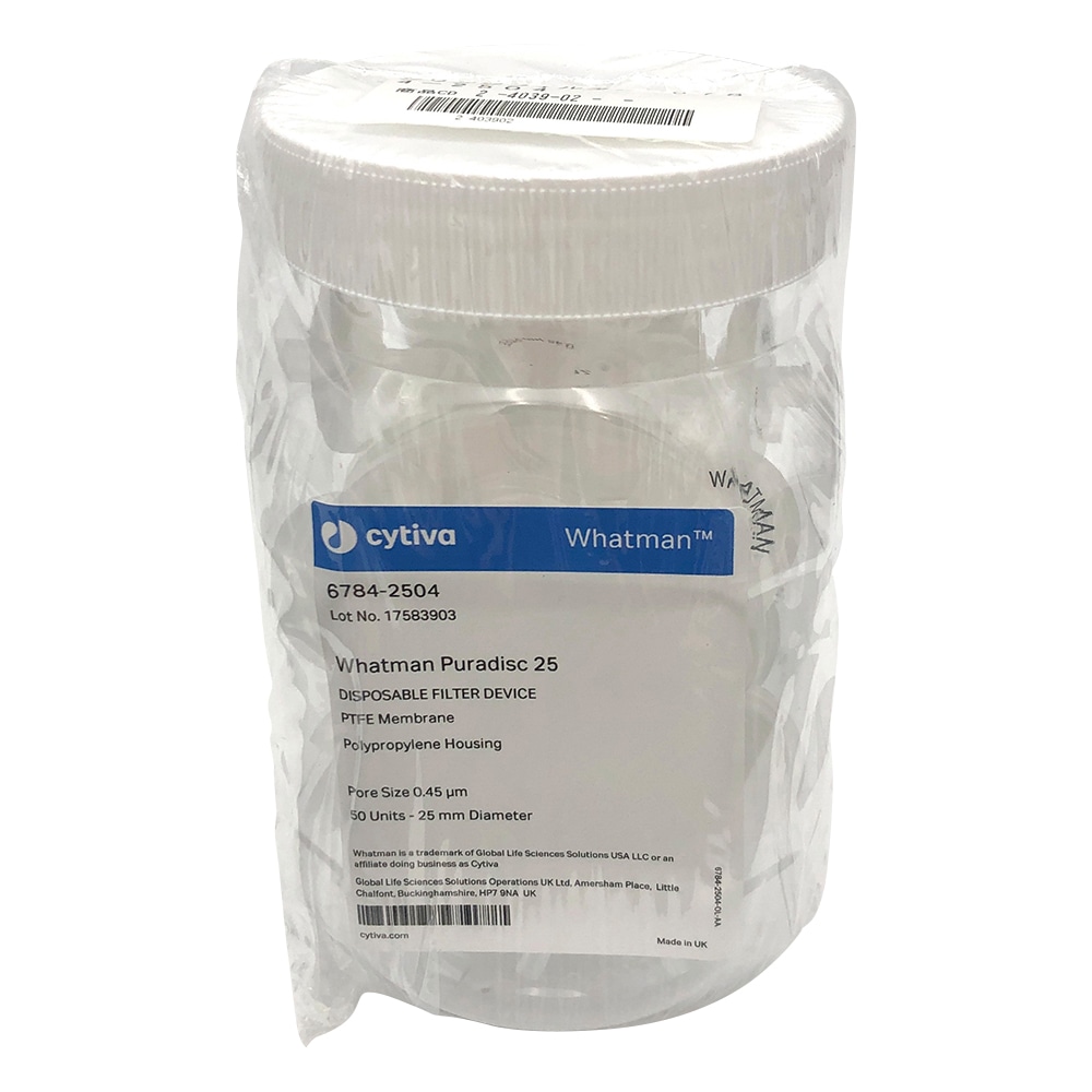 Cytiva (ワットマン） シリンジフィルター PTFE 0.45μm 1箱（50個入）　6784-2504 1箱（ご注文単位1箱）【直送品】