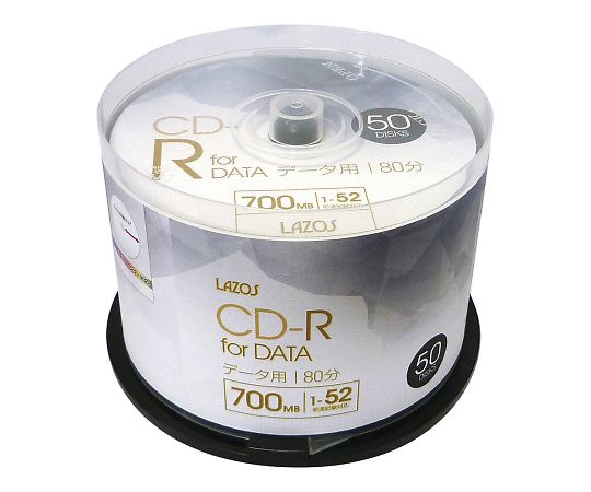 Lazos ブランクメディアディスク　CD-R　50枚入　L-CD50P 1パック（ご注文単位1パック）【直送品】