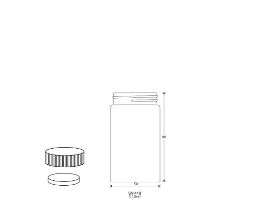 日電理化硝子 ねじ口びん（標準セット） 透明 110mL SV-110 1箱（20本入）　250714 1箱（ご注文単位1箱）【直送品】