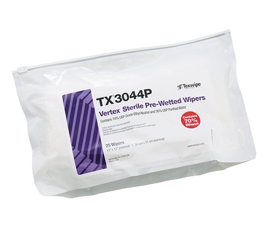 テックスワイプ（Texwipe） 滅菌済みプリウェットワイパー Sterile Vertex（R） 310×310mm 1袋（25枚入）　TX3044P 1袋（ご注文単位1袋）【直送品】