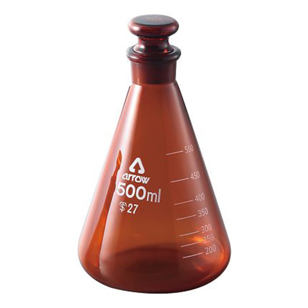 アズワン 共栓三角フラスコ（茶褐色）　500mL　500 1個（ご注文単位1個）【直送品】