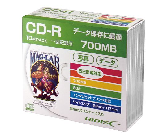 磁気研究所 メディアディスク　CD-R　10枚入　HDCR80GP10SC 1ケース（ご注文単位1ケース）【直送品】