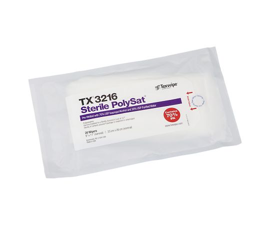 テックスワイプ（Texwipe） 滅菌プリウェットワイパー　PolySatR　20枚入　TX3216 1袋（ご注文単位1袋）【直送品】