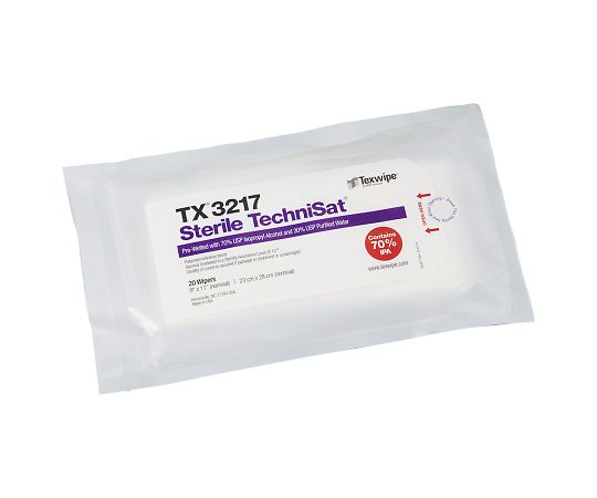 テックスワイプ（Texwipe） 滅菌プリウェットワイパー　TechniSatR　20枚入　TX3217 1袋（ご注文単位1袋）【直送品】