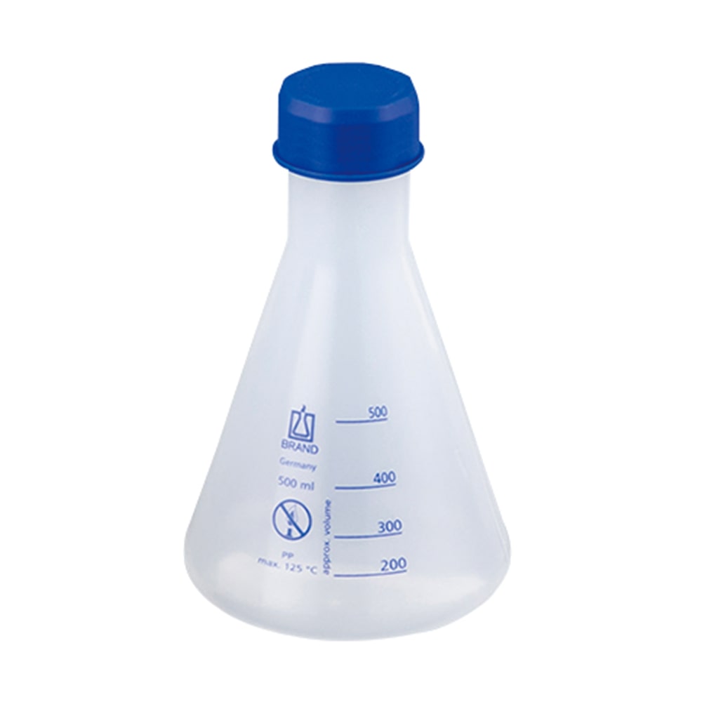 BRAND PP三角フラスコ（青目盛）500mL　93180 1個（ご注文単位1個）【直送品】