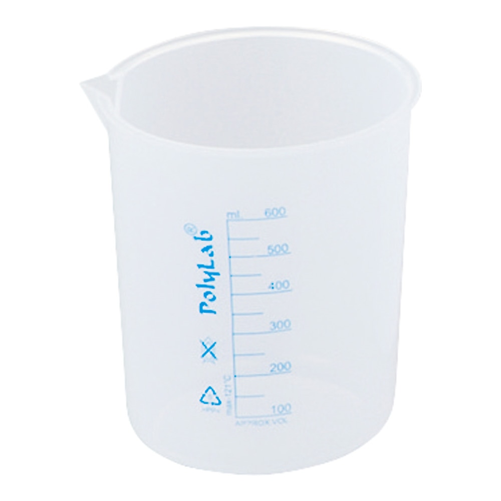 Polylab プラスチックビーカー（青目盛付き・PP製）500mL　11154 1個（ご注文単位1個）【直送品】