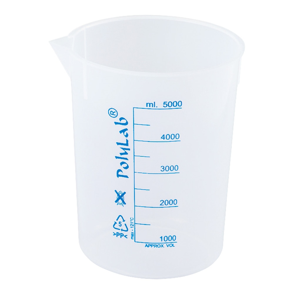 Polylab プラスチックビーカー（青目盛付き・PP製）5000mL　11157 1個（ご注文単位1個）【直送品】