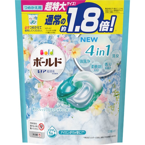 トラスコ中山 P＆G ボールド ジェルボール 爽やかフレッシュフラワーサボンの香り つめかえ用 22個 382-2969  (ご注文単位1個) 【直送品】