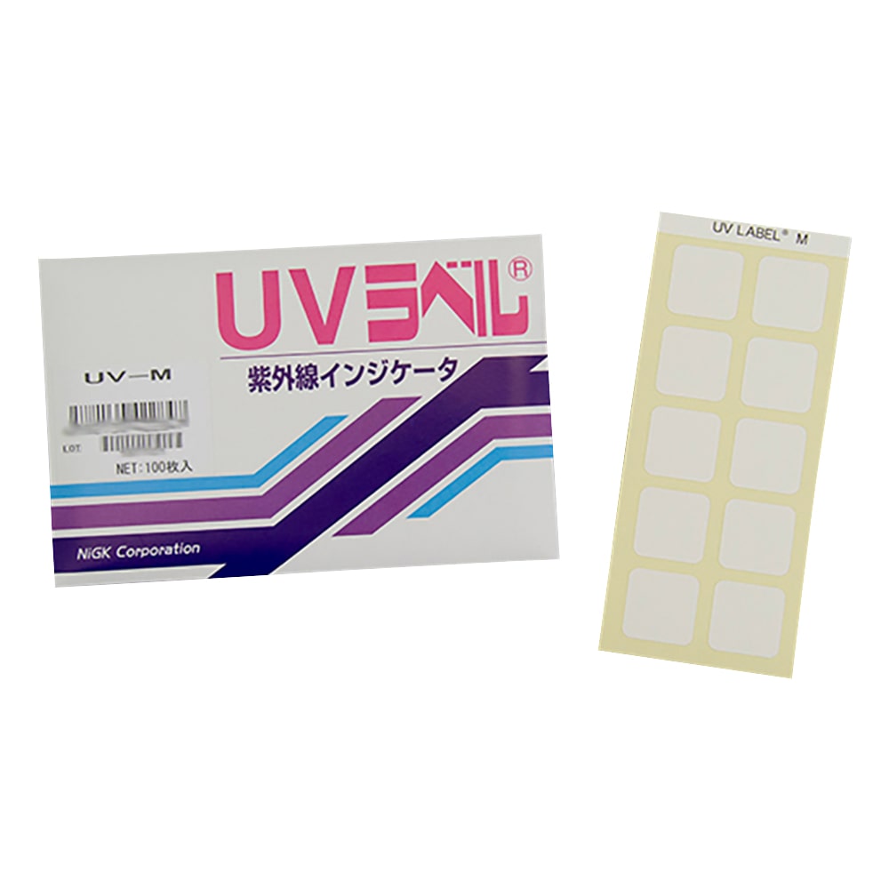 日油技研工業 UVラベル(R)（不可逆/紫外線検知）　100枚入　UV-M 1箱（ご注文単位1箱）【直送品】