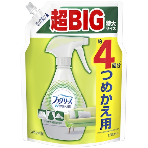 トラスコ中山 P＆G ファブリーズ W除菌＋消臭 ほのかな緑茶の香り つめかえ 1280ml（ご注文単位1本）【直送品】