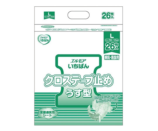 カミ商事 エルモアいちばんクロステープ止めうす型 L 1袋（26枚入）　 1袋（ご注文単位1袋）【直送品】