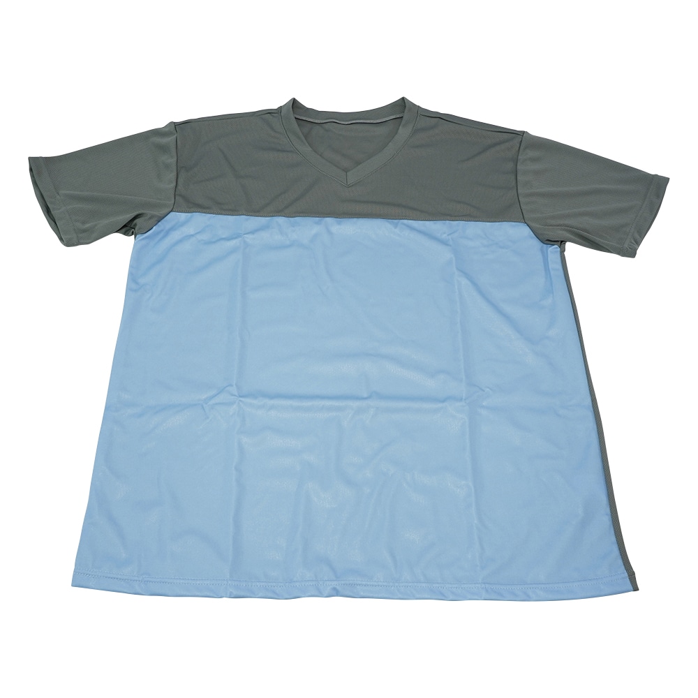 フットマーク 入浴介護Tシャツ (男女兼用) ブルー LL　403340-10 1枚（ご注文単位1枚）【直送品】