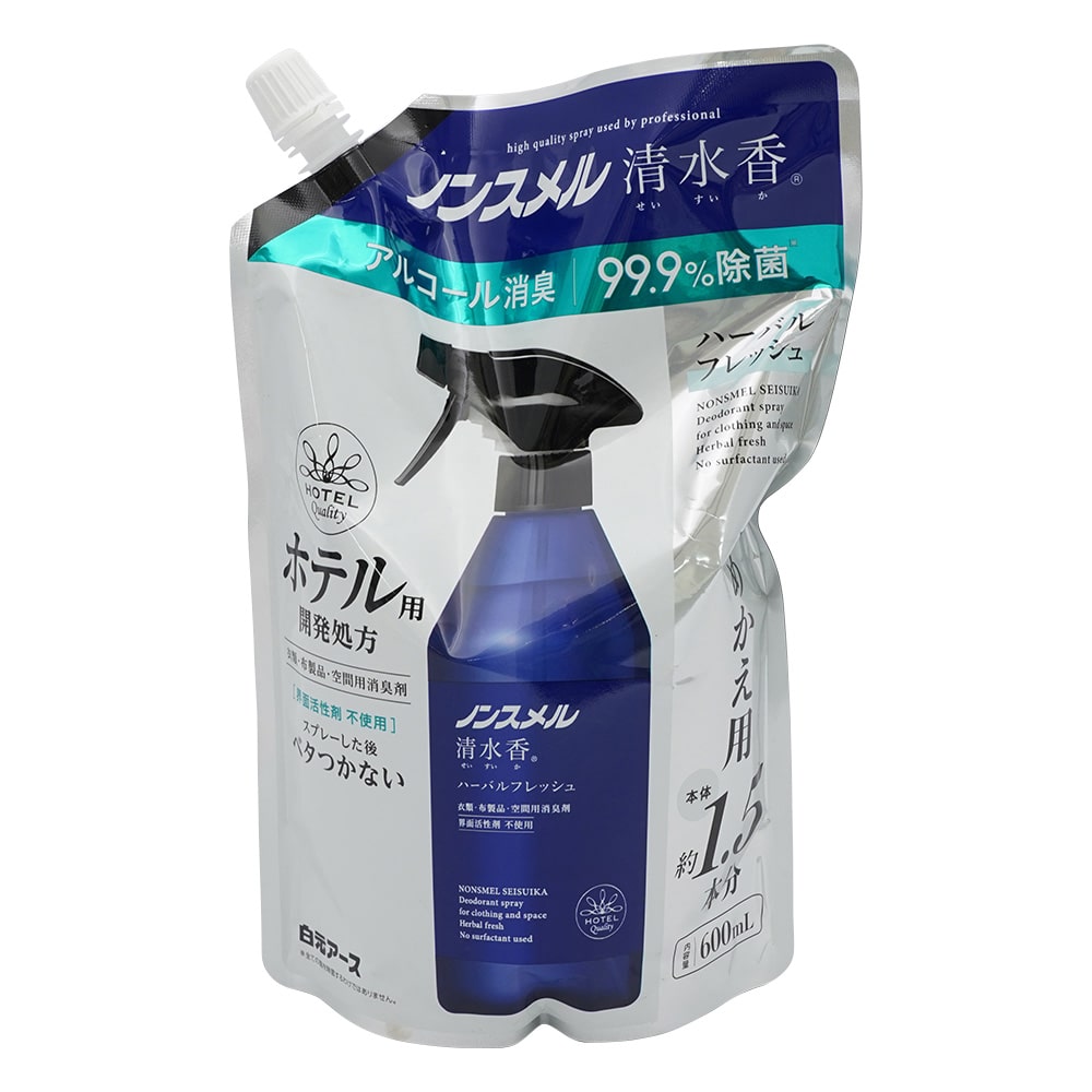 白元アース ノンスメル清水香　詰替用　ハーバルフレッシュの香り　600mL　01398-0 1袋（ご注文単位1袋）【直送品】