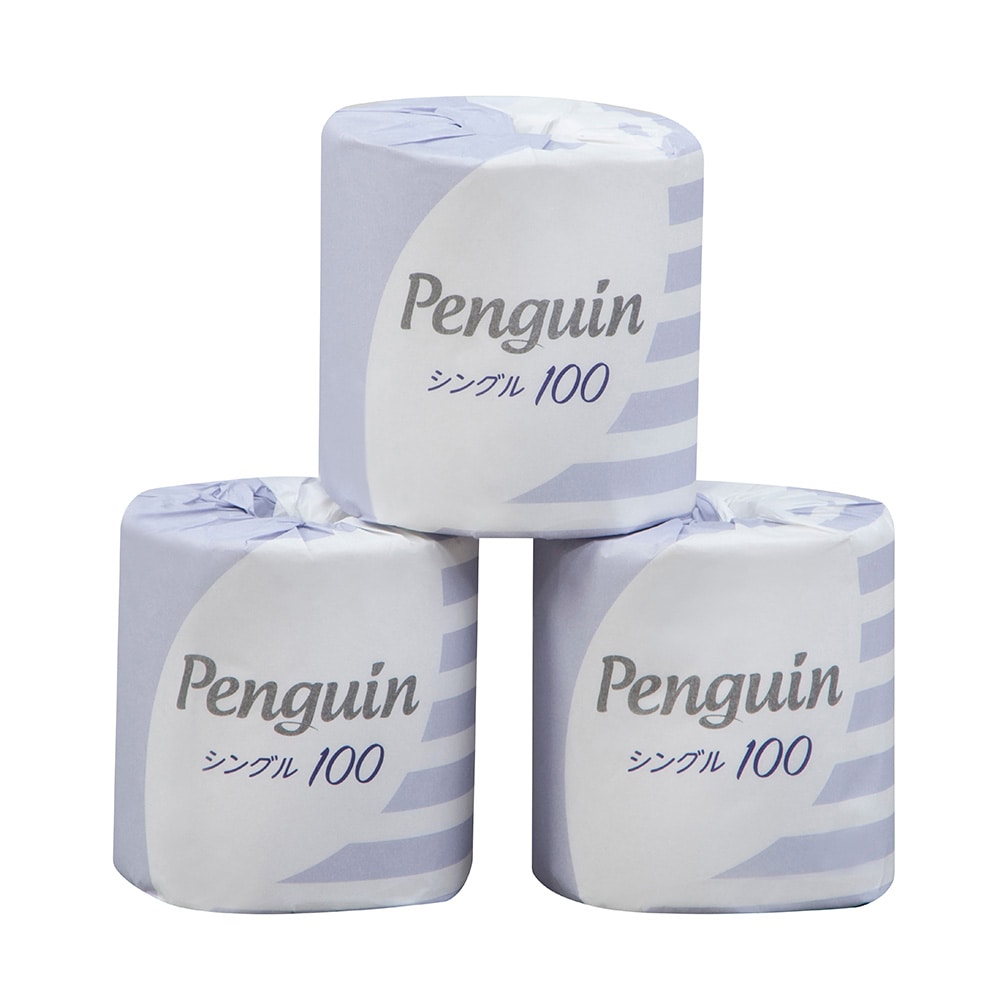 丸富製紙 トイレットペーパー シングル100（Penguin・ペンギン）1箱（1巻×80包入）　 1箱（ご注文単位1箱）【直送品】