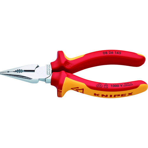 トラスコ中山 KNIPEX 1000V絶縁ニードルノーズペンチ 145mm（ご注文単位1個）【直送品】