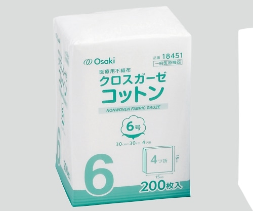 オオサキメディカル クロスガーゼコットン 6号 1袋（200枚入）　18451 1袋（ご注文単位1袋）【直送品】