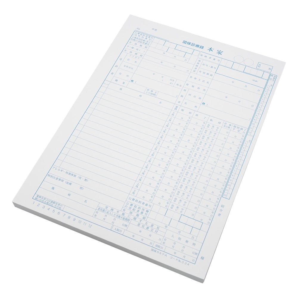 アズワン 国保カルテ A4サイズ 1袋（100枚入）　1号紙 373 1袋（ご注文単位1袋）【直送品】