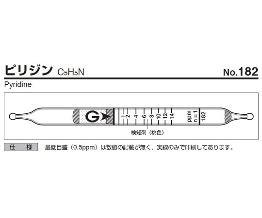 ガステック ガス検知管　ピリジン　182 1箱（ご注文単位1箱）【直送品】