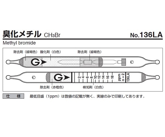 ガステック ガス検知管　臭化メチル　136LA 1箱（ご注文単位1箱）【直送品】