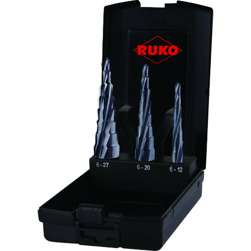 トラスコ中山 RUKO スパイラルステップドリル 3本セット ハイス ルナテックコーティング（ご注文単位1セット）【直送品】