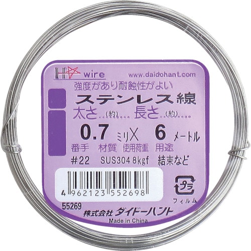 トラスコ中山 ダイドーハント ステンレス線 #22x6M（ご注文単位1巻）【直送品】