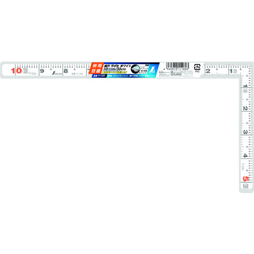 トラスコ中山 シンワ 曲尺平ぴた ホワイト 1尺／30cm 併用目盛 147-7622  (ご注文単位1本) 【直送品】