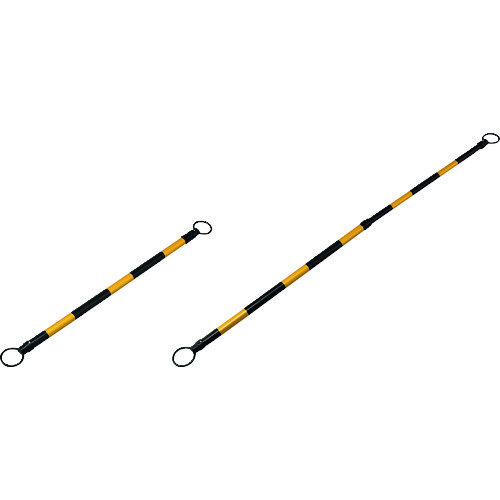 トラスコ中山 緑十字 トラ柄コーンバー(伸縮タイプ) 黄反射/黒 スライドバーTR 40.5(35)mmΦ×1.3～2m ABS樹脂製（ご注文単位1本）【直送品】