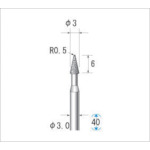 トラスコ中山 ナカニシ 電着CBNバー テーパー #120 刃径3×40L（ご注文単位1本）【直送品】